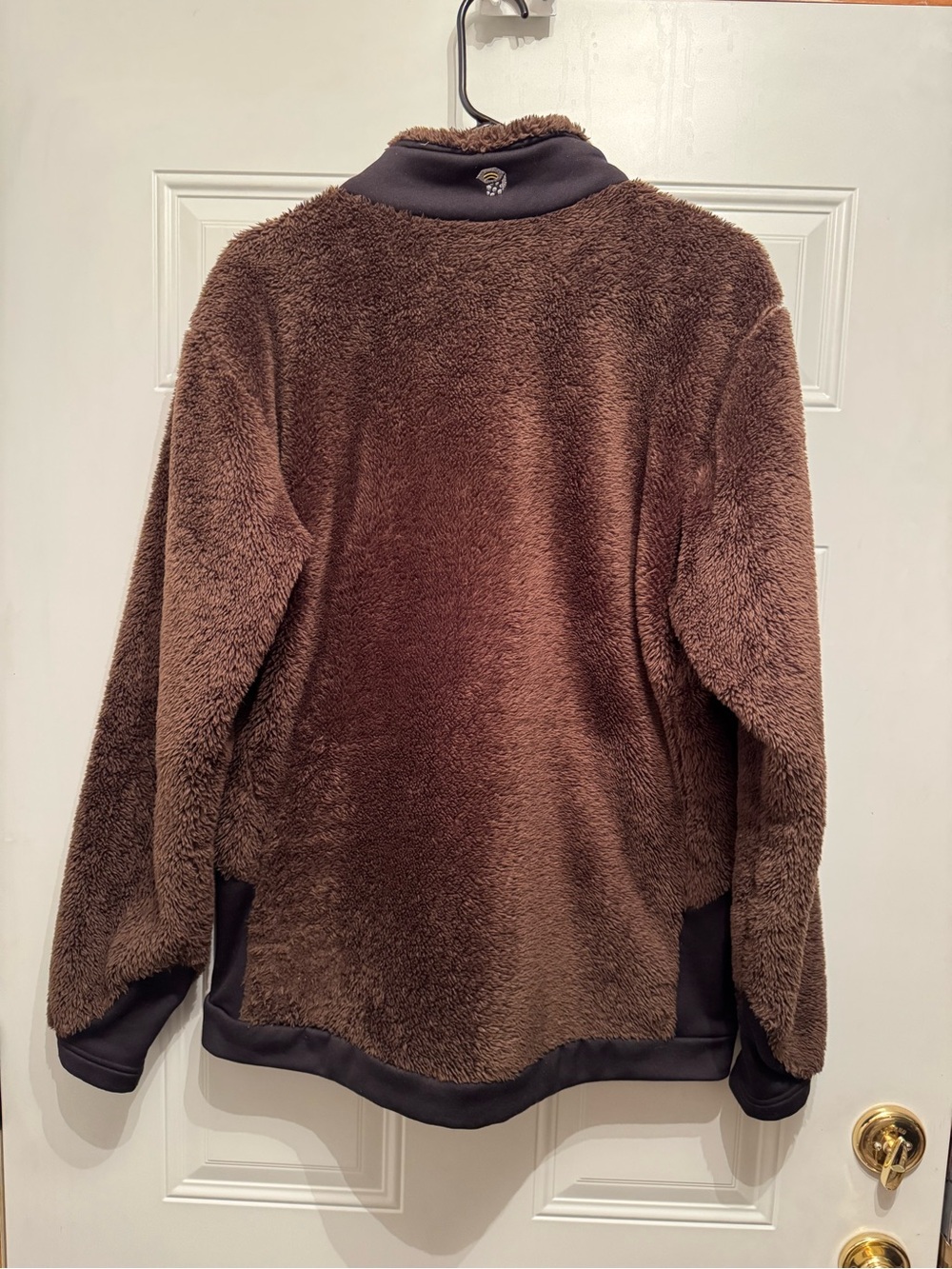 Mountain Hardwear Fleece Jacket Brown Black Womens XL Fuzzy ZipUp Polartec - Picture 2 of 5